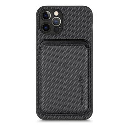 FixPremium - Puzdro Carbon s MagSafe Wallet pre iPhone 12 Pro Max, čierna