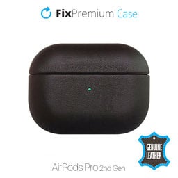 FixPremium - Kožené Puzdro pre AirPods Pro 2, čierna
