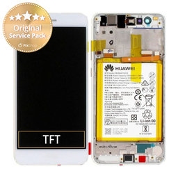 Huawei P10 Lite - LCD Displej + Dotykové Sklo + Rám + Batéria (Pearl White) - 02351FSC, 02351FSB Genuine Service Pack