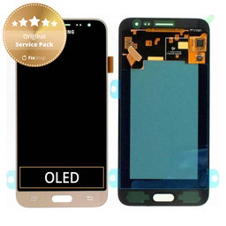 Samsung Galaxy J3 J320F (2016) - LCD Displej + Dotykové Sklo (Gold) - GH97-18414B, GH97-18748B Genuine Service Pack