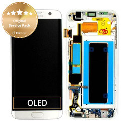 Samsung Galaxy S7 Edge G935F - LCD Displej + Dotykové Sklo + Rám (White) - GH97-18533D, GH97-18594D, GH97-18767D Genuine Service Pack