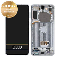 Samsung Galaxy S21 Plus G996B - LCD Displej + Dotykové Sklo + Rám (Phantom Silver) - GH82-24554C, GH82-27268C, GH82-24553C Genuine Service Pack