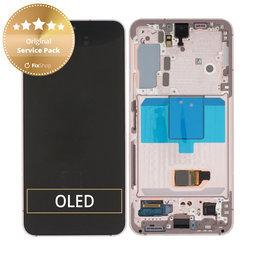 Samsung Galaxy S22 S901B - LCD Displej + Dotykové Sklo + Rám (Pink Gold) - GH82-27520D, GH82-27521D Genuine Service Pack