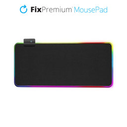 FixPremium - Podložka pod Myš a Klávesnicu s RGB Podsvietením, 90x40cm, čierna