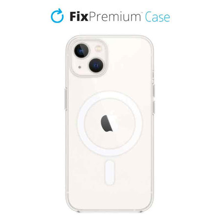 FixPremium - Silikónové Puzdro s MagSafe pre iPhone 13 a 14, transparentná
