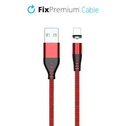 FixPremium - Lightning / USB Magnetický Kábel (1m), červená