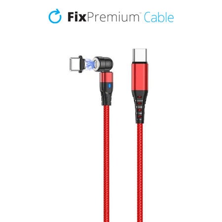 FixPremium - USB-C / USB-C Magnetický Kábel (1m), červená