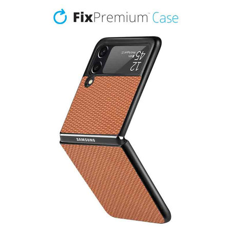 FixPremium - Puzdro Carbon pre Samsung Galaxy Z Flip 3, hnedá