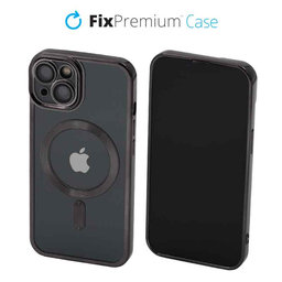 FixPremium - Puzdro Crystal s MagSafe pre iPhone 13 a 14, čierna
