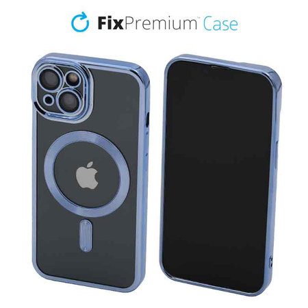FixPremium - Puzdro Crystal s MagSafe pre iPhone 13 a 14, modrá