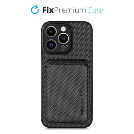 FixPremium - Puzdro Carbon s MagSafe Wallet pre iPhone 13 Pro Max, čierna