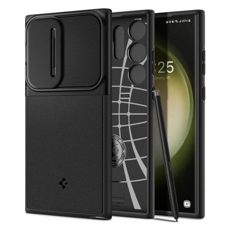 Spigen - Puzdro Optik Armor pre Samsung Galaxy S23 Ultra, čierna