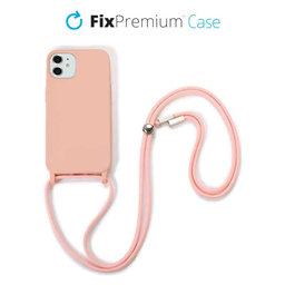 FixPremium - Silikónové Puzdro so Šnúrkou pre iPhone 11, ružová