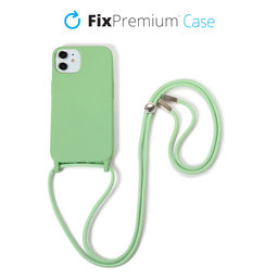 FixPremium - Silikónové Puzdro so Šnúrkou pre iPhone 11, zelená