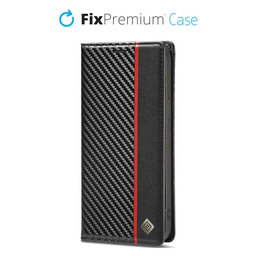 FixPremium - Puzdro Carbon Wallet pre Samsung Galaxy S22, čierna