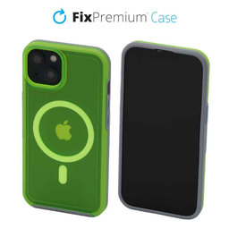 FixPremium - Puzdro Clear s MagSafe pre iPhone 13, neon green