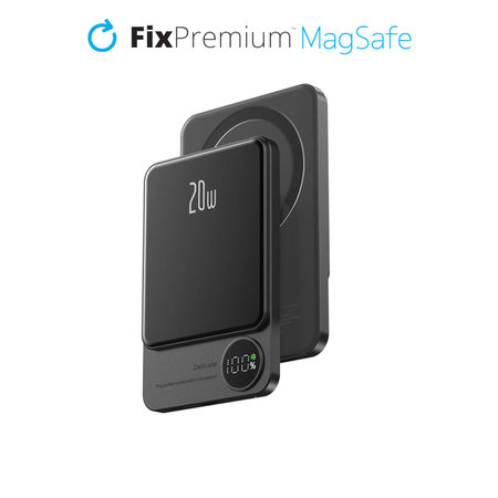 FixPremium - MagSafe PowerBank s LCD 5000mAh, čierna