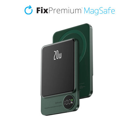 FixPremium - MagSafe PowerBank s LCD 5000mAh, zelená