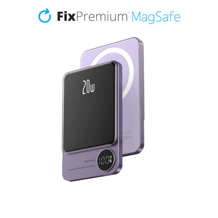 FixPremium - MagSafe PowerBank s LCD 5000mAh, fialová