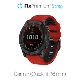 FixPremium - Dvojfarebný Silikónový Remienok pre Garmin (QuickFit 26mm), červený