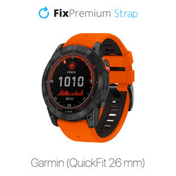 FixPremium - Dvojfarebný Silikónový Remienok pre Garmin (QuickFit 26mm), oranžový