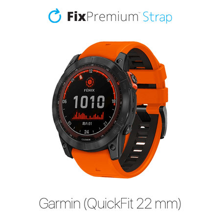 FixPremium - Dvojfarebný Silikónový Remienok pre Garmin (QuickFit 22mm), oranžový