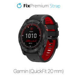 FixPremium - Dvojfarebný Silikónový Remienok pre Garmin (QuickFit 20mm), čierny