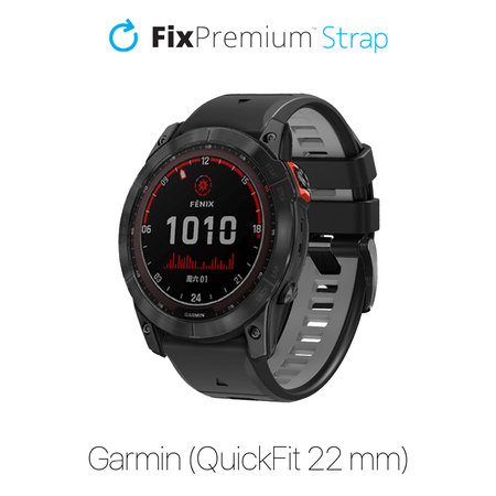 FixPremium - Dvojfarebný Silikónový Remienok pre Garmin (QuickFit 22mm), čierny