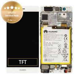 Huawei P9 - LCD Displej + Dotykové Sklo + Rám + Batéria (White) - 02350RRY, 02350RKF Genuine Service Pack