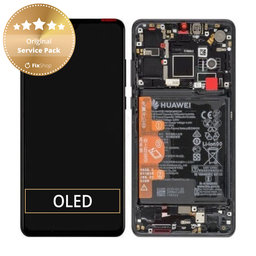 Huawei P30 - LCD Displej + Dotykové Sklo + Rám + Batéria (Black) - 02352NLL, 02354HLT, 0254HMG Genuine Service Pack