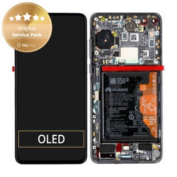 Huawei P40 - LCD Displej + Dotykové Sklo + Rám + Batéria + Senzor Odtlačku Prsta (Black) - 02353MFA Genuine Service Pack