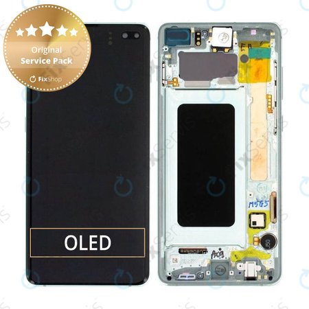 Samsung Galaxy S10 Plus G975F - LCD Displej + Dotykové Sklo + Rám (Prism Green) - GH82-18849E, GH82-18834E, GH82-18857E Genuine Service Pack