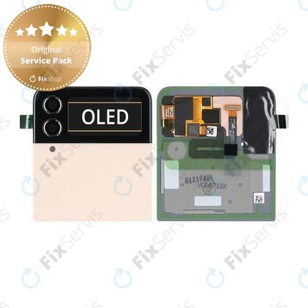 Samsung Galaxy Z Flip 4 F721B - LCD Displej + Dotykové Sklo + Rám (Vonkajší) (Pink Gold) - GH97-27947C Genuine Service Pack