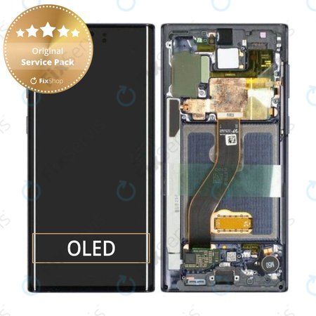 Samsung Galaxy Note 10 - LCD Displej + Dotykové Sklo + Rám (Aura Black) - GH82-20818A, GH82-20817A Genuine Service Pack