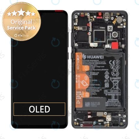 Huawei P30 - LCD Displej + Dotykové Sklo + Rám + Batéria (Black) - 02352NLL, 02354HLT, 0254HMG Genuine Service Pack