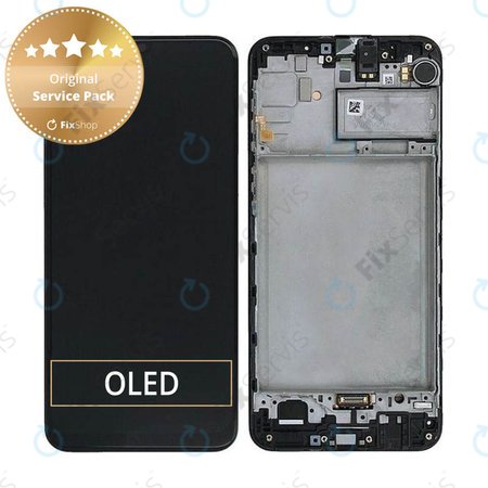 Samsung Galaxy M21 M215F - LCD Displej + Dotykové Sklo + Rám (Black) - GH82-22509A, GH82-22836A, GH82-21266A, GH82-21265A Genuine Service Pack