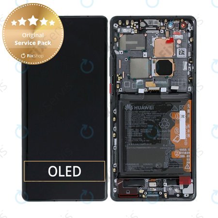 Huawei Mate 40 Pro NOH-NX9 - LCD Displej + Dotykové Sklo + Rám + Batéria (Black) - 02353YMT Genuine Service Pack