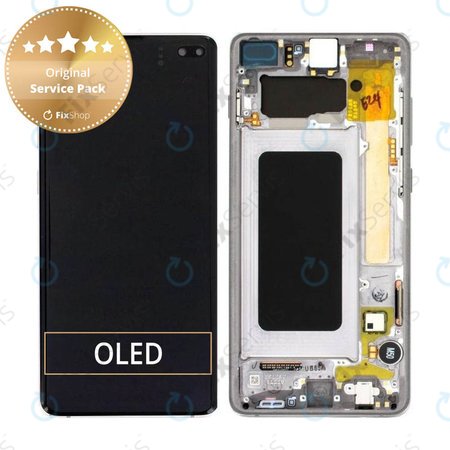 Samsung Galaxy S10 Plus G975F - LCD Displej + Dotykové Sklo + Rám (Prism Black) - GH82-18849A, GH82-18857A, GH82-18834A Genuine Service Pack