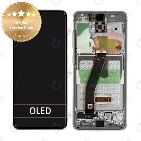 Samsung Galaxy S20 G980F - LCD Displej + Dotykové Sklo + Rám (Cloud White) - GH82-22123B, GH82-22131B Genuine Service Pack