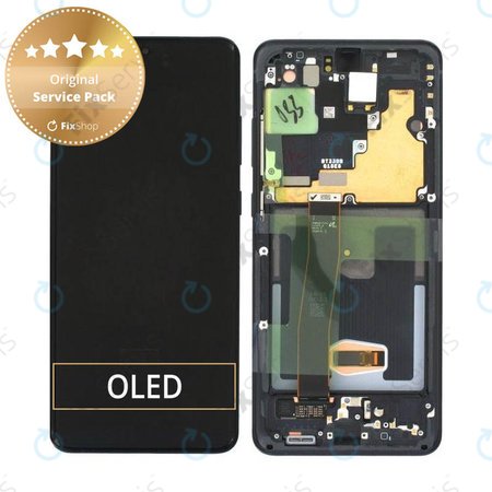 Samsung Galaxy S20 Ultra G988F - LCD Displej + Dotykové Sklo + Rám (Cosmic Black) - GH82-26032A, GH82-26033A Genuine Service Pack